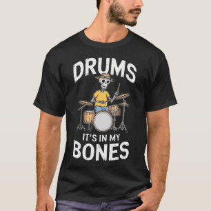 Funny Drummer Skeleton Playing Drums T-Shirt