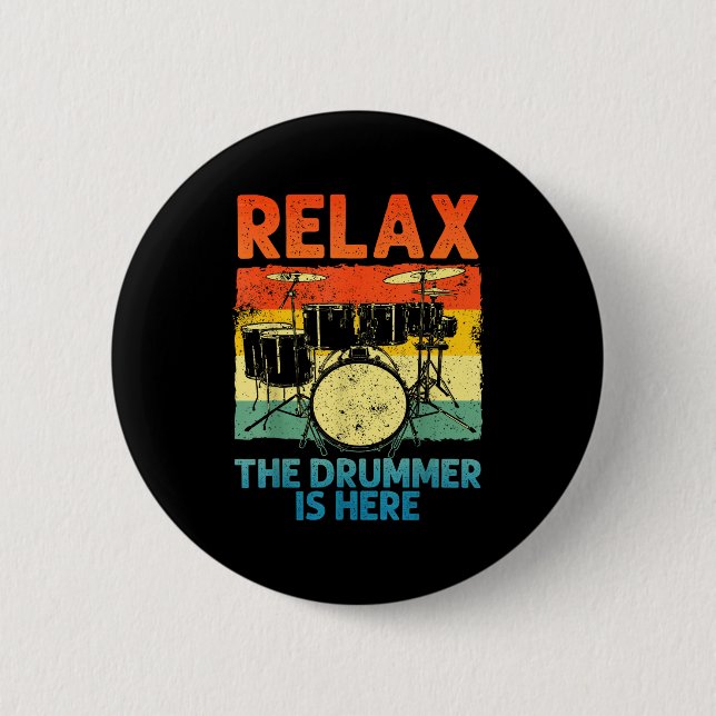 Funny Drumming Art For Men Women Drumline Drum Set 6 Cm Round Badge (Front)
