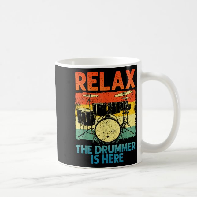 Funny Drumming Art For Men Women Drumline Drum Set Coffee Mug (Right)