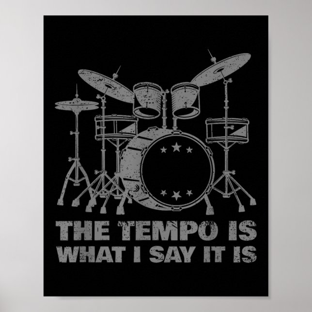Funny Drumming Art For Men Women Drumline Drum Set Poster (Front)