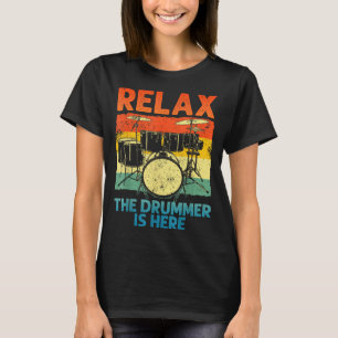 Funny Drumming Art For Men Women Drumline Drum Set T-Shirt
