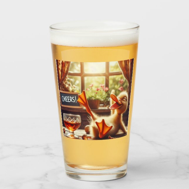 Funny Drunk Duck Christmas Glass (Front Filled)