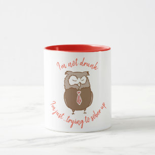 Funny drunk owl cute cartoon drinking humour  mug