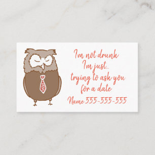 Funny drunk owl date business card