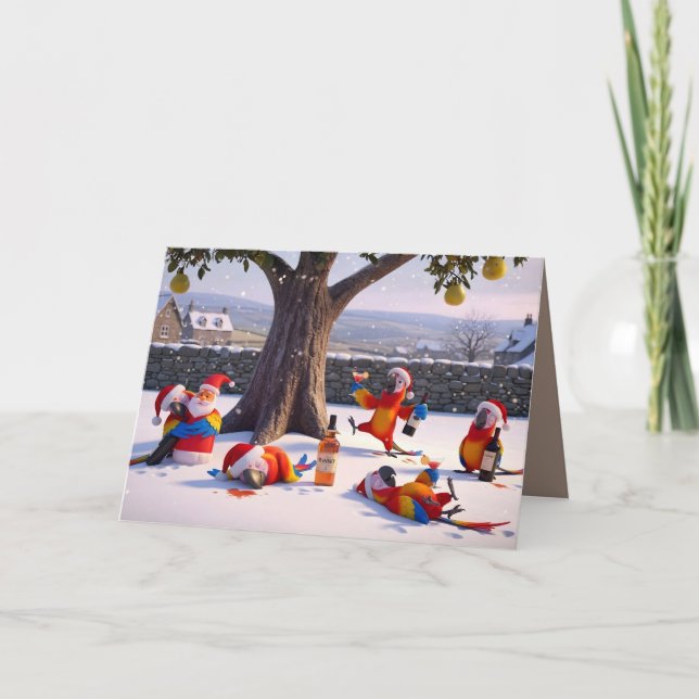 Funny drunk parrot Christmas  Card (Front)