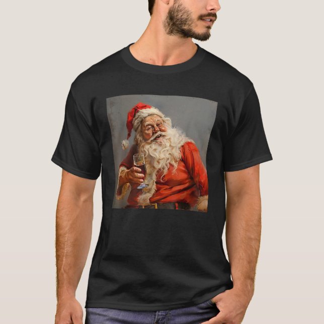 Funny drunk Santa Claus funny Christmas  T-Shirt (Front)