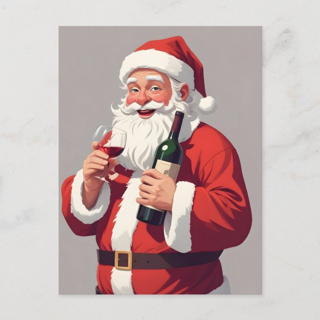 Funny Drunk Santa Holiday Postcard (Front)