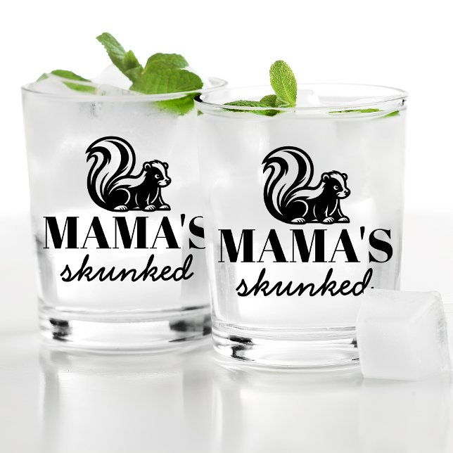 Funny Drunk Skunk Gift For Mum Who Loves Drinking Whiskey Glass (Creator Uploaded)