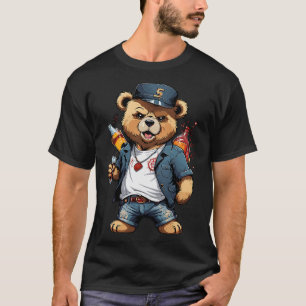 Funny Drunken Rocker Teddy Bear T-Shirt