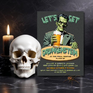 Funny Drunkenstein Frankenstein Halloween Party Invitation