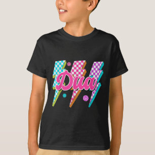 Funny Dua Lightning Bolt Chequered I Love Dua 80's T-Shirt