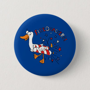 Funny Duck 4th of July Kids Cute 6 Cm Round Badge