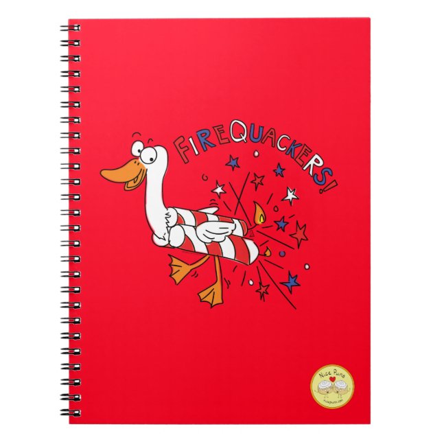 Funny Duck 4th of July Kids Cute Notebook (Front)