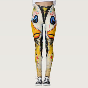 Funny Duck 90s Street Art Graffiti Distressed Leggings