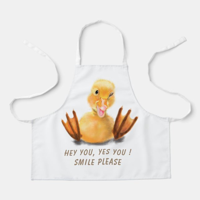 Funny Duck Apron Smile - Custom Text (Front)
