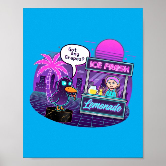 Funny Duck At Lemonade Stand Asking Gs Poster (Front)
