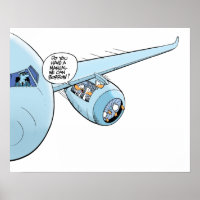 Funny Duck Aviation Cartoon Poster