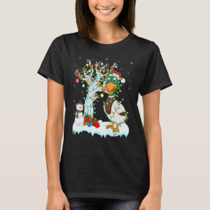 Funny Duck Bird Xmas Tree Lighting Santa Hat Duck T-Shirt