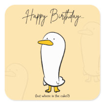 Funny Duck Birthday Sticker – Personalised Gift