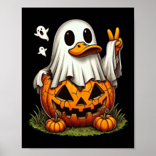 Funny Duck Boo Halloween Ghost Womens Mens Kids  Poster