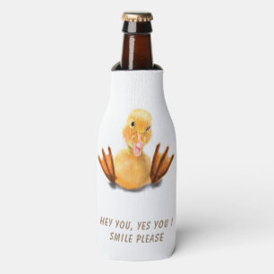 Funny Duck Bottle Cooler Smile - Custom Text