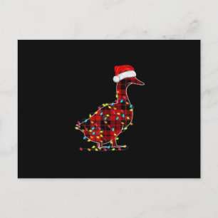 Funny Duck Christmas Light Red Plaid Matching Postcard