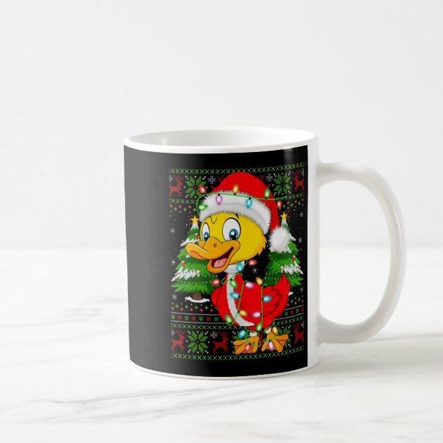 Funny Duck Christmas Lights Santa Costume Ugly Xma Coffee Mug (Right)