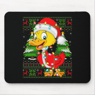 Funny Duck Christmas Lights Santa Costume Ugly Xma Mouse Mat