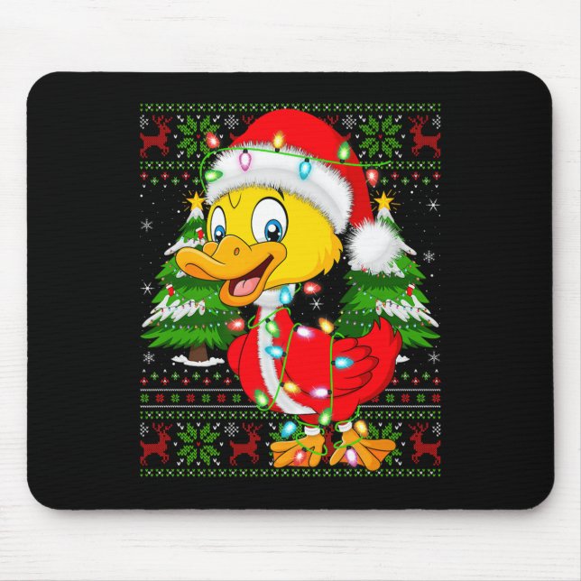 Funny Duck Christmas Lights Santa Costume Ugly Xma Mouse Mat (Front)