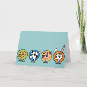 FUNNY DUCK COW PIG AND RABBIT GREETING CARD