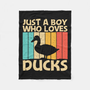 Funny Duck Design For Boys Kids Duck Farmer Huntin Fleece Blanket