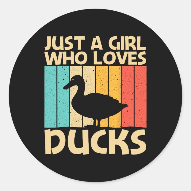 Funny Duck Design For Girls Kids Duck Farmer Hunti Classic Round Sticker (Front)
