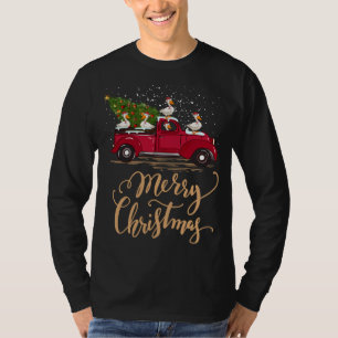Funny Duck Driving Christmas Tree Red Truck Duck C T-Shirt