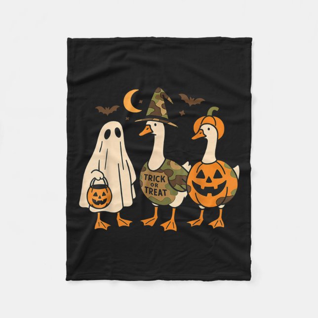 Funny Duck Duck Boo Halloween Costume Duck  Fleece Blanket (Front)
