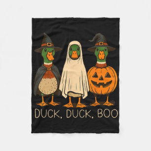 Funny Duck Duck Boo Halloween Costume Duck Fleece Blanket