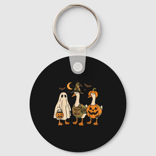 Funny Duck Duck Boo Halloween Costume Duck  Key Ring (Front)