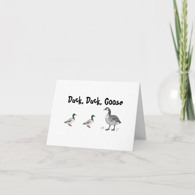 Funny Duck Duck Goose Cartoon, Kids Game Pun Card (Front)