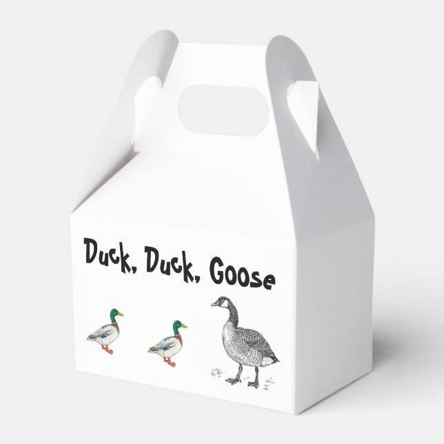 Funny Duck Duck Goose Cartoon, Kids Game Pun Favour Box (Front Side)