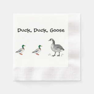 Funny Duck Duck Goose Cartoon, Kids Game Pun Napkin