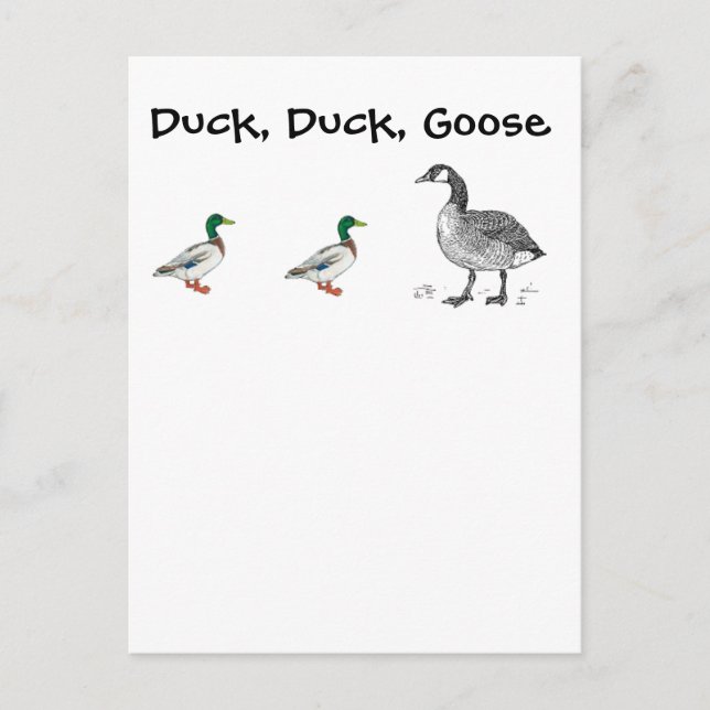 Funny Duck Duck Goose Cartoon, Kids Game Pun Postcard (Front)