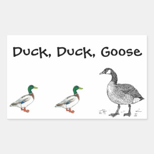 Funny Duck Duck Goose Cartoon, Kids Game Pun Rectangular Sticker