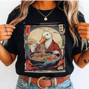Funny Duck Eating Ramen Japanese Art T-Shirt