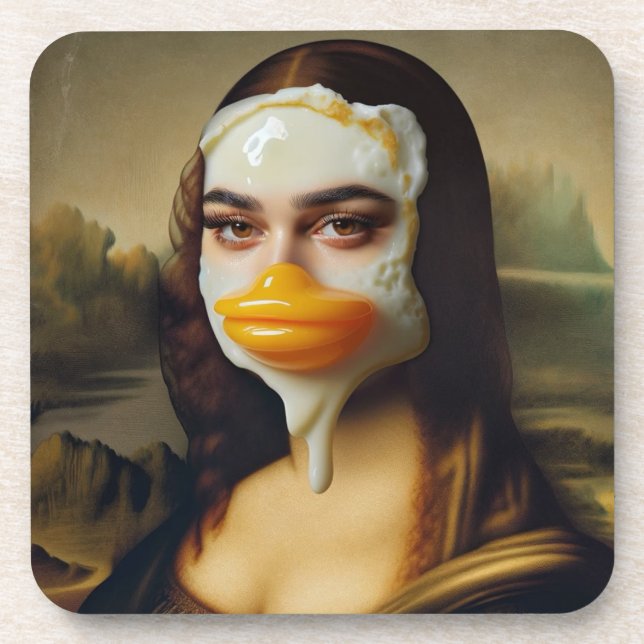 Funny Duck Face Egg Mona Coaster (Front)