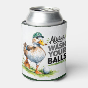 Funny Duck Golfer Always Wash Your Balls Golf Can Cooler