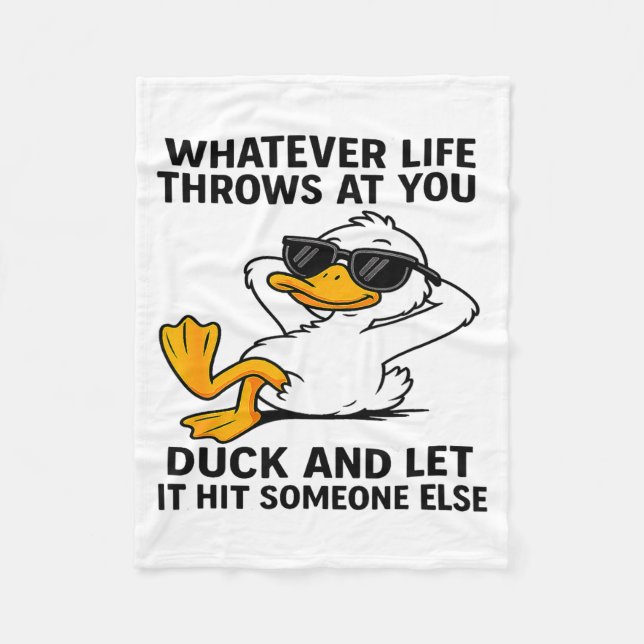 Funny Duck Graphic Men Women Funny Quote  Fleece Blanket (Front)