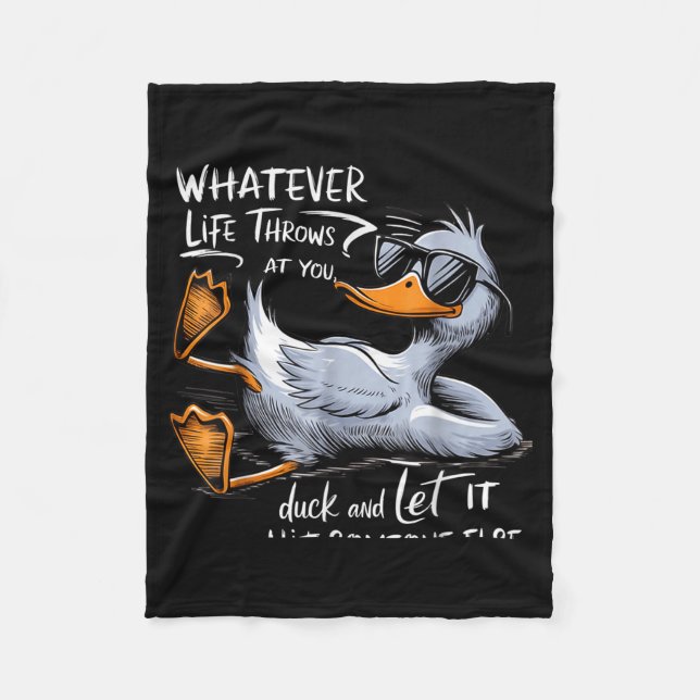 Funny Duck Graphic Tee Men Women Funny Quote  Fleece Blanket (Front)