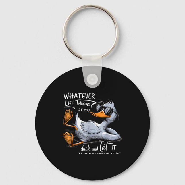 Funny Duck Graphic Tee Men Women Funny Quote  Key Ring (Front)