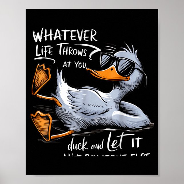 Funny Duck Graphic Tee Men Women Funny Quote  Poster (Front)