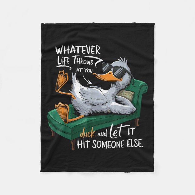 Funny Duck Graphic Tees Men Women Teens Funny Quot Fleece Blanket (Front)