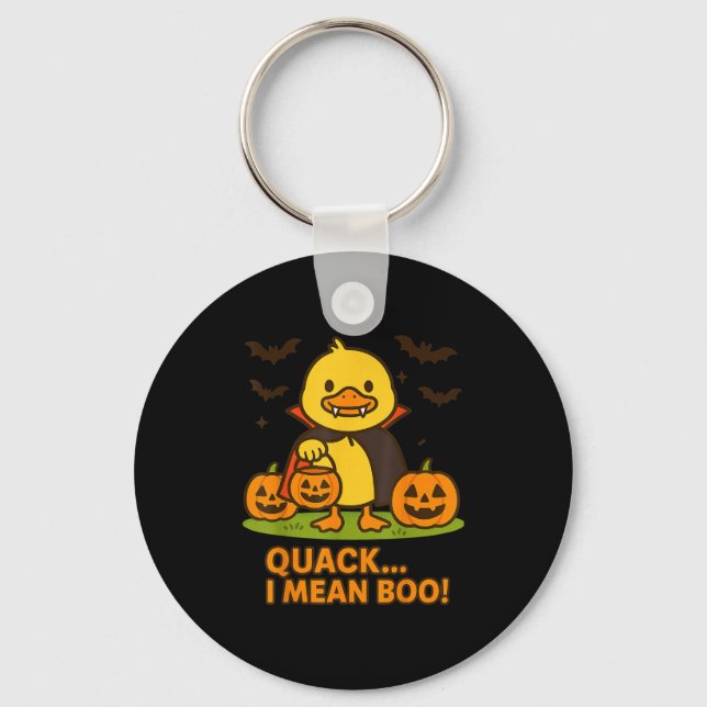 Funny Duck Halloween Costume – Quack I Mean Boo Qu Key Ring (Front)